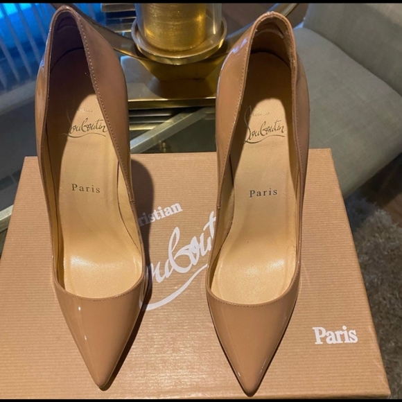 Christian louboutin Pigalle Patent Calf Tan 120mm High Heels sz 35.5 - Picture 5 of 11